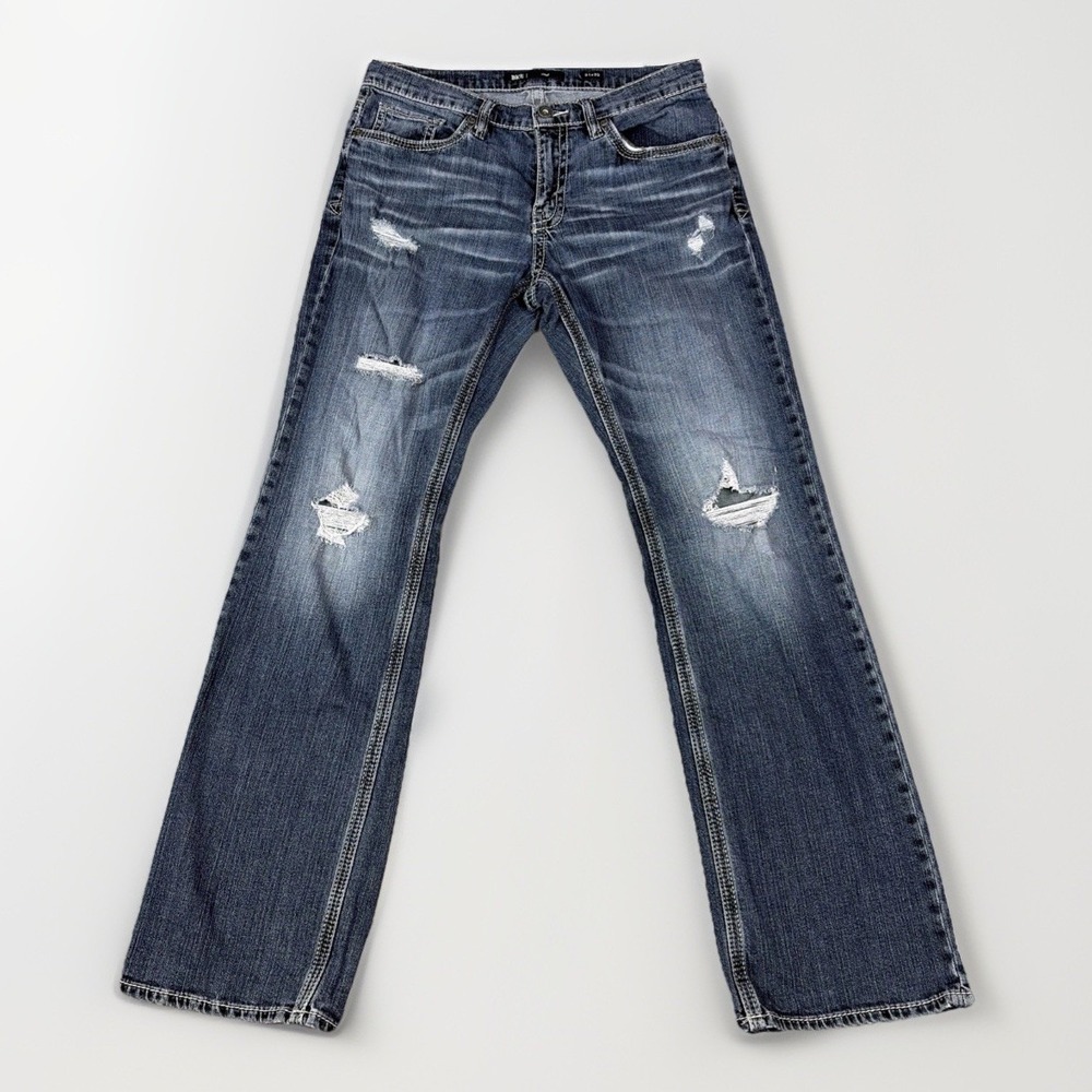 BKE Jake Jeans Mens 31x32 Blue Distressed Straight Leg Denim Pants